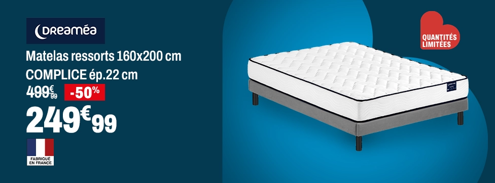 DREAMEA Matelas ressorts 160x200 cm COMPLICE ép.22 cm