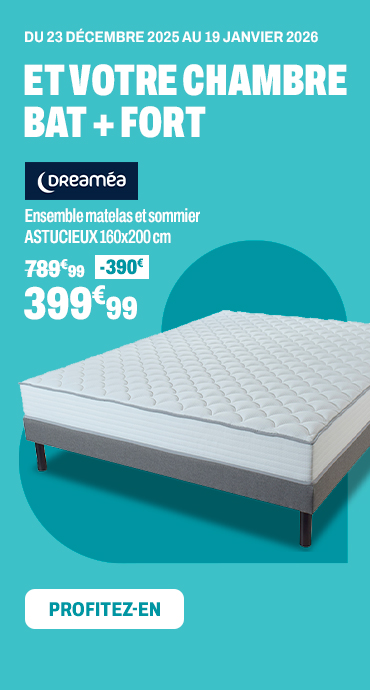 DREAMEA Ensemble matelas et sommier ASTUCIEUX 160x200 cm