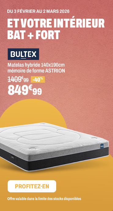 BULTEX Matelas hybride 140x190 cm avec mémoire de forme ASTRION ép.26 cm