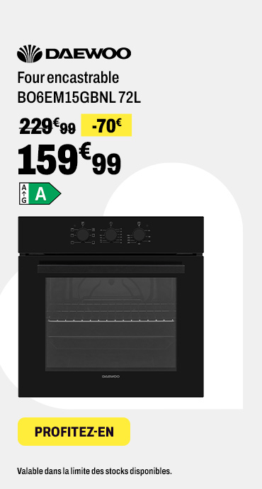 DAEWOO Four encastrable BO6EM15GBNL 72L Noir