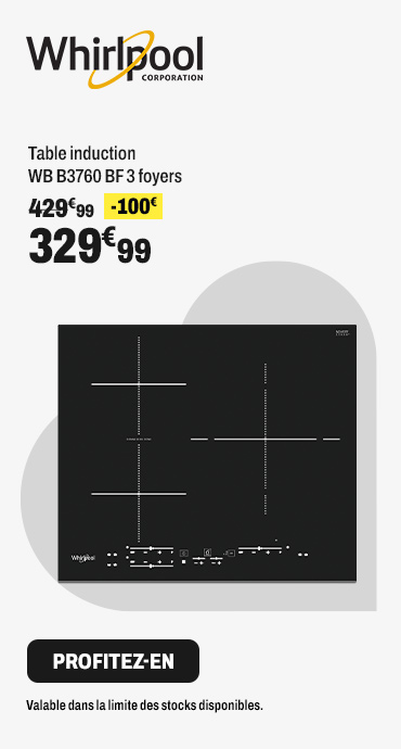 WHIRLPOOL Table induction WB B3760 BF 3 foyers