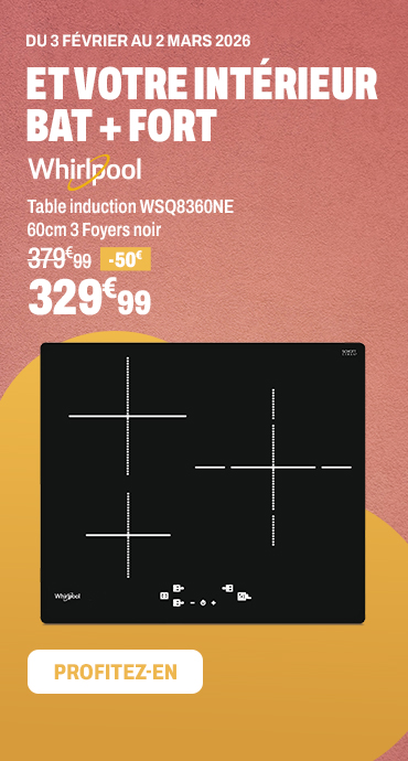 WHIRLPOOL Table induction WSQ8360NE 60cm 3 Foyers Noir