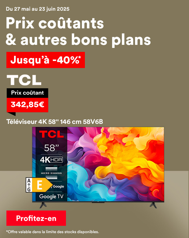 Téléviseur 4K 58'' 146 cm 58V6B TCL
