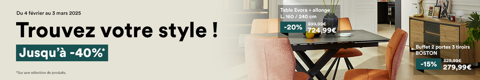 Trouver votre style: jusqu'à -40%* !
