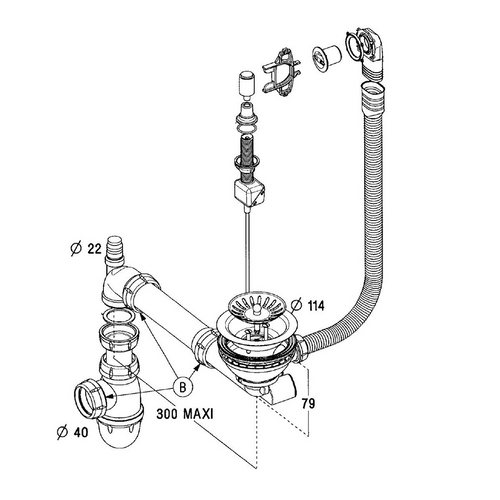 Vidage Automatique 1 Bac Cuipd222 Évier Vetb Subway Et Cisterna 45 Et 60 - Siphon Gain De Place