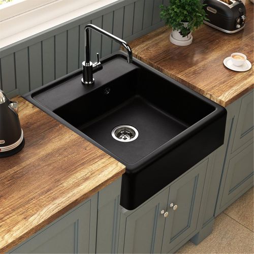 Évier Timbre D'office Granit Noir Kümbad Kiwi 1 Bac 595x630