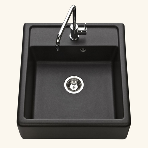 Évier Timbre D'office Granit Noir Kümbad Kiwi 1 Bac 595x630