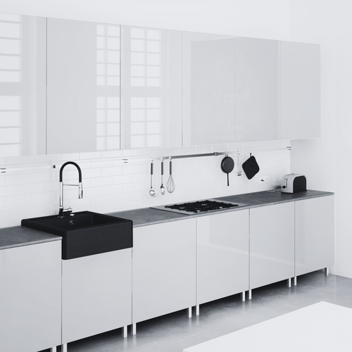 Évier Timbre D'office Granit Noir Kümbad Kiwi 1 Bac 595x630