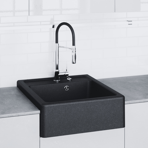 Évier Timbre D'office Granit Noir Kümbad Kiwi 1 Bac 595x630