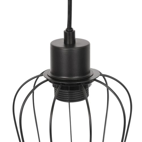 Suspension Rétro Vintage 4 Lampes Bois Design Industriel Réglables