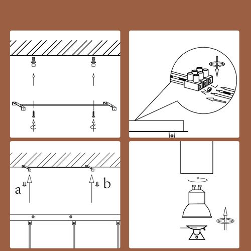 Suspension 4 Flamme Bois Gu10 Blanc Réglable Hauteur Moderne