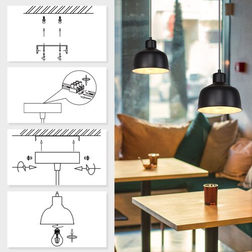 Suspension Chambre Vintage Rétro Noir E27