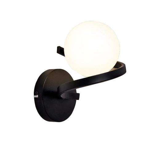 Applique Noir 1 Flamme G9 Moderne Lampe Métal Boule De Verre Blanche