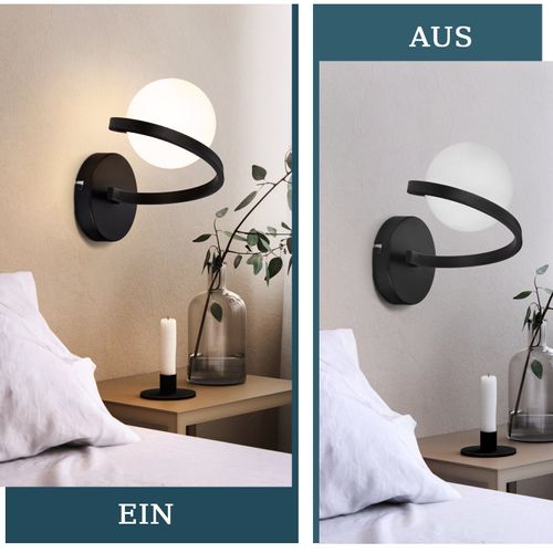 Applique Noir 1 Flamme G9 Moderne Lampe Métal Boule De Verre Blanche