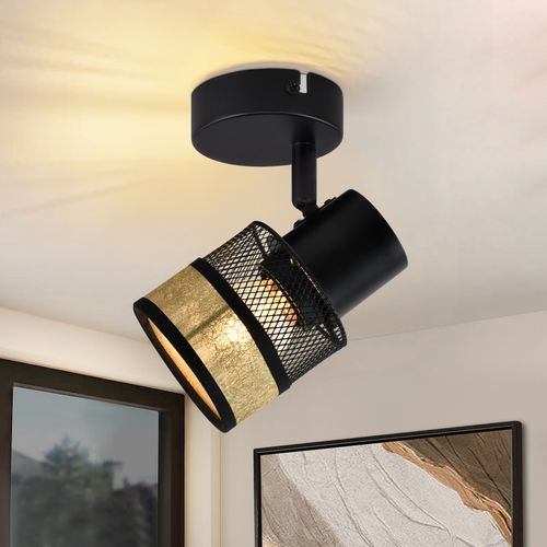 Spot 1 Flamme Noir Métal Vintage Spot De Plafond E27 Max.40w 330° Orientable