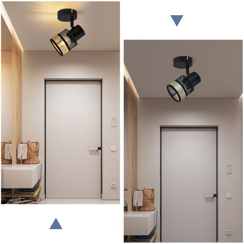 Spot 1 Flamme Noir Métal Vintage Spot De Plafond E27 Max.40w 330° Orientable