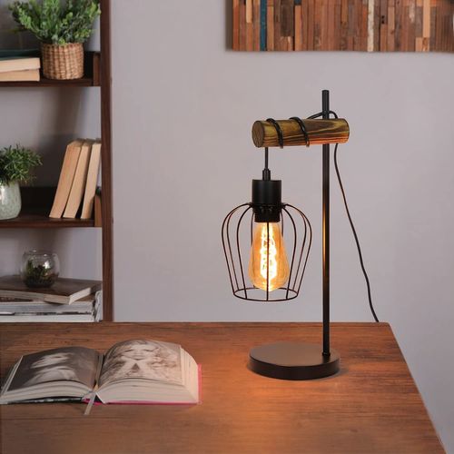 Lampe De Table Noire Vintage Lampe de Chevet E27 Bois Lampe De Table pour Bureau