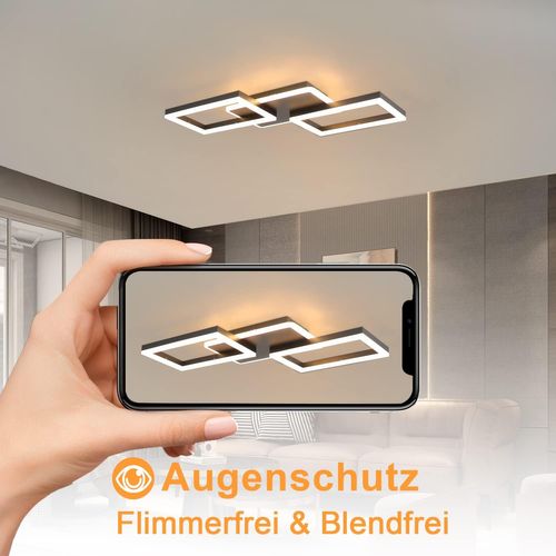 Plafonnier LED 48w Dimmable Avec Télécommande Métal Moderne