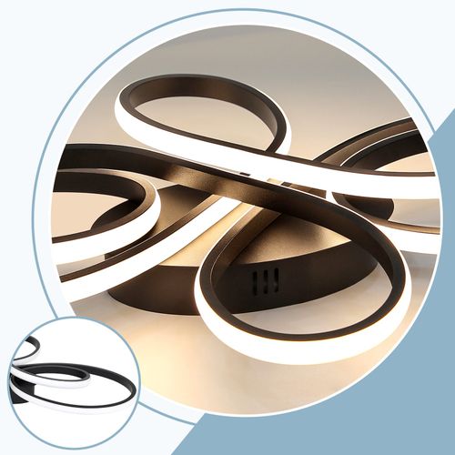 Plafonnier LED Noir 65w Avec Télécommande En Forme De Papillon Design Moderne