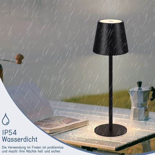 Lampe De Bureau LED Lampe De Table Sans Fil  Actile Extérieur Dimmable Noir Ip54 USB