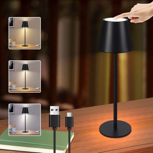 Lampe De Bureau LED Lampe De Table Sans Fil  Actile Extérieur Dimmable Noir Ip54 USB