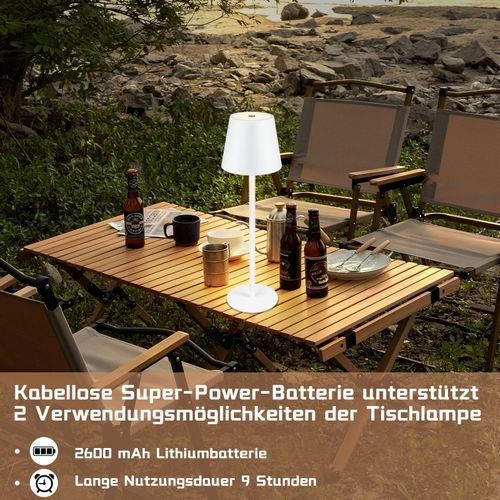 Lot De 2 Lampe De Table LED Lampe De Chevet Sans Fil Tactile Dimmable Ip54