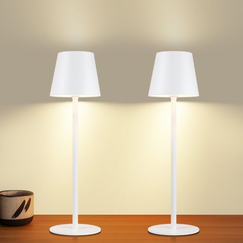 Lot De 2 Lampe De Table LED Lampe De Chevet Sans Fil Tactile Dimmable Ip54