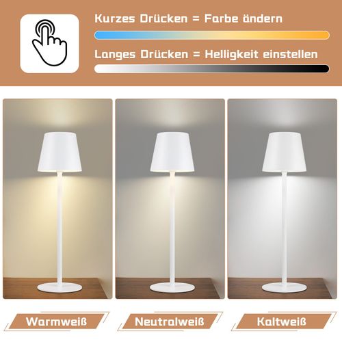 Lot De 2 Lampe De Table LED Lampe De Chevet Sans Fil Tactile Dimmable Ip54