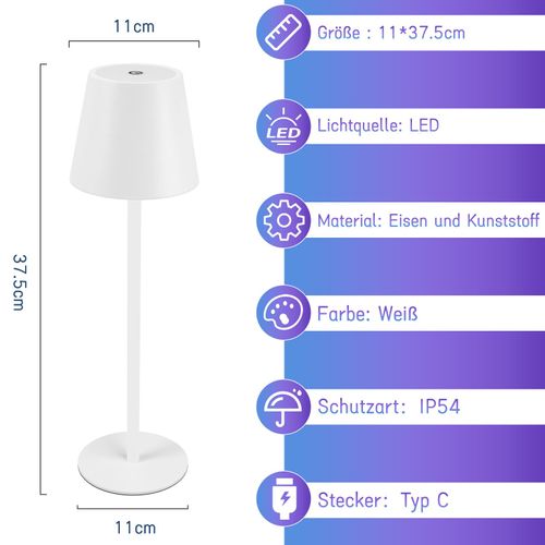 Lot De 2 Lampes De Table Fil LED Rgb Tactile Dimmable Ip54 USB