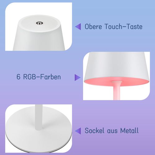 Lot De 2 Lampes De Table Fil LED Rgb Tactile Dimmable Ip54 USB