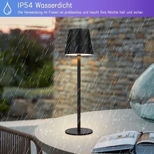 Lampes De Table Lot De 2 LED Rgb Tactile Sans Fil Noir Ip54 USB