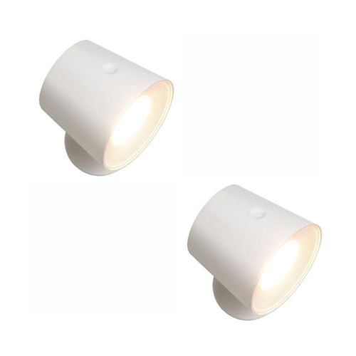 Applique LED 2 Pièces Avec Batterie Commande Tactile Rotative à 360° 3 Niveaux De Luminosité Blanc