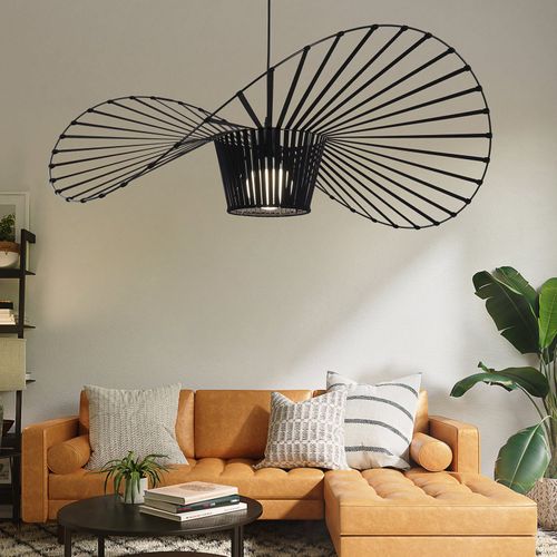 Suspension Noire Lampe Suspendue Salon E27 Design Moderne 140 Cm