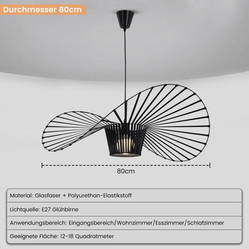 Lampe Suspendue Lampe De Table à Manger Suspension Lampe Noire Suspendue E27 Moderne 80cm