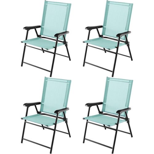 Lot De 4 Chaises De Jardin Pliables En Textilène Respirant Chaises De Camping Vert