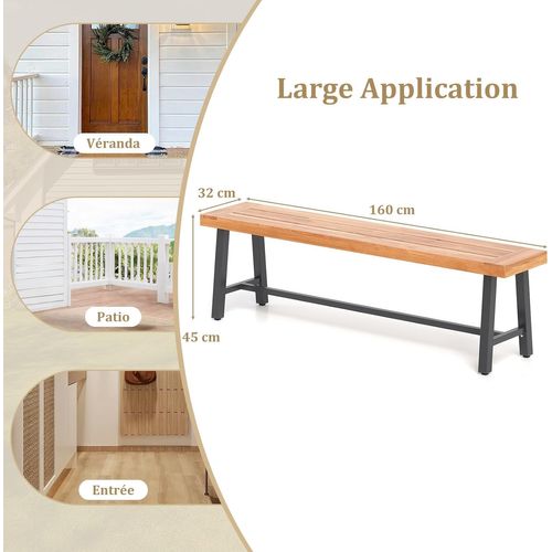 Banc Exterieur Jardin 160 X 32 X 45 Cm, 3 Places Banc De Jardin, Capacité 360 Kg, (160 Cm,1)