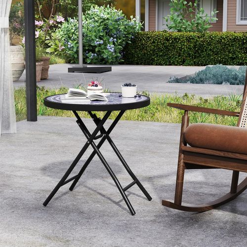 Table De Jardin Bistro Ronde Pliante De 46 Cm, Table Basse Extérieur Avec Plateau, Charge 50 Kg Gris