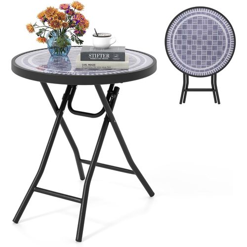 Table De Jardin Bistro Ronde Pliante De 46 Cm, Table Basse Extérieur Avec Plateau, Charge 50 Kg Gris
