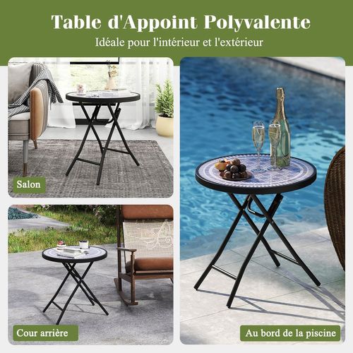 Table De Jardin Bistro Ronde Pliante De 46 Cm, Table Basse Extérieur Avec Plateau, Charge 50 Kg Gris