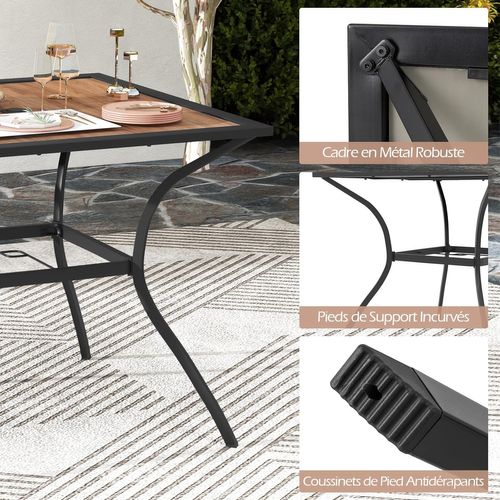 Table De Jardin Carrée Pour 4 Personnes, Table Bistrot Avec Trou Pour Parasol Réglable