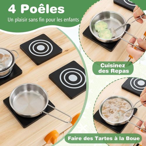 Cuisine Extérieure Enfant Avec Tableau Noir Et Auvent, Jeu De Cuisine En Bois De Sapin