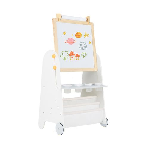 4 En 1 Tableau Enfant En Bois Avec Tableau Noir Et Tableau Magnétique Réglable