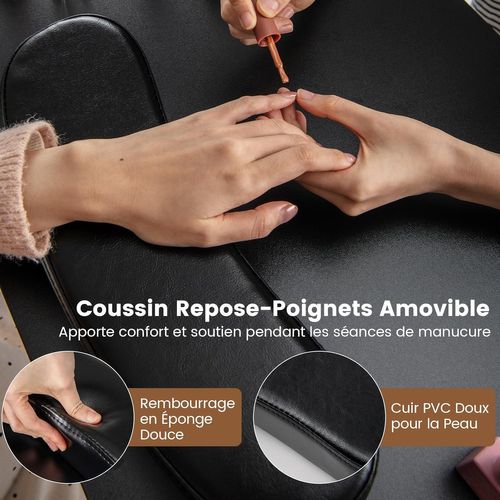 Table De Manucure Professionnelle Avec 2 Armoires 3 Tiroirs 90 X 43 X 74 Cm (noir)