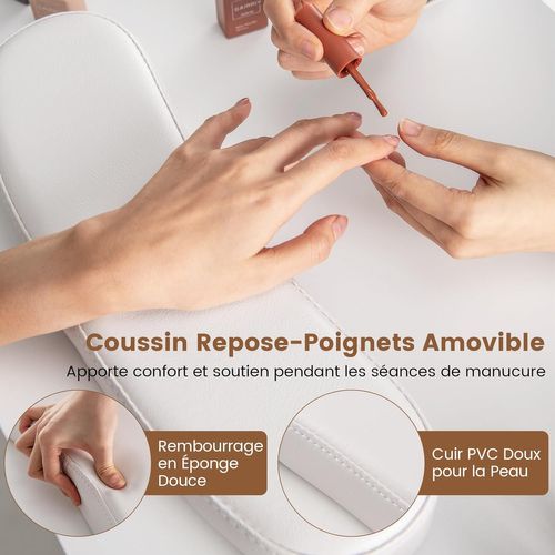 Table De Manucure Professionnelle Avec 2 Armoires 3 Tiroirs 90 X 43 X 74 Cm (blanc)