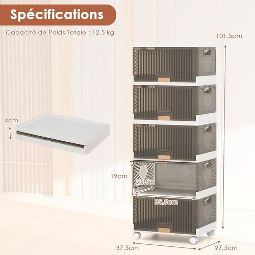 Boite Rangement Chaussures Empilables, Caisse Rangement Plastique Avec Couvercles, 4 Roulettes