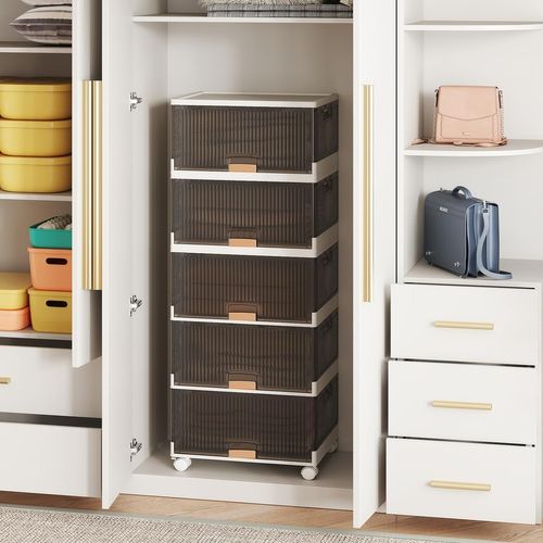 Boite Rangement Chaussures Empilables, Caisse Rangement Plastique Avec Couvercles, 4 Roulettes