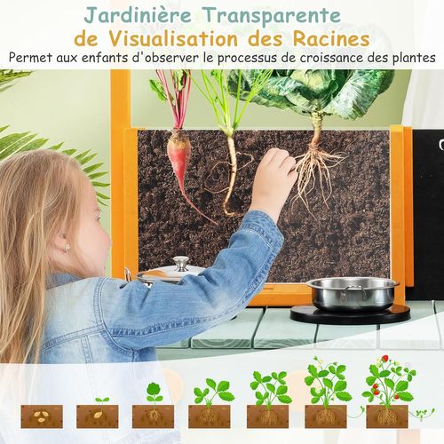 Cuisine Extérieure Enfant Avec Tableau Noir et Jardinière,pour 3 Ans+, 69 X 36 X 110 Cm