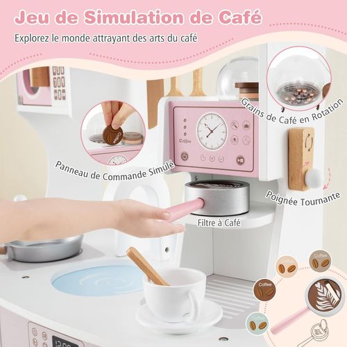 Cuisine Enfants Avec Cafetière Et Micro-ondes, Avec 14 Accessoires Et Machine à Laver, Pour 3 Ans+