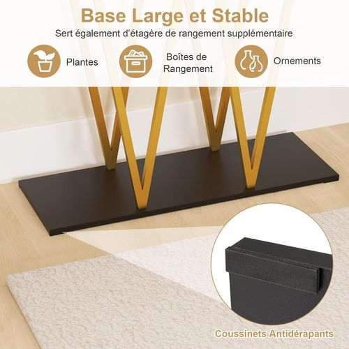 Console Meuble Moderne, Table Console Design Géométrique, Plateau En Marbre Imité, Cadre En Métal