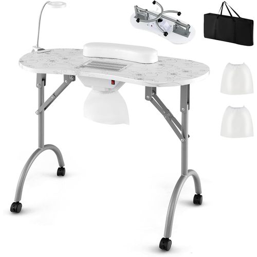 Table De Manucure Pliante Avec Aspirateur (blanc,90 X 43 X 73 Cm)